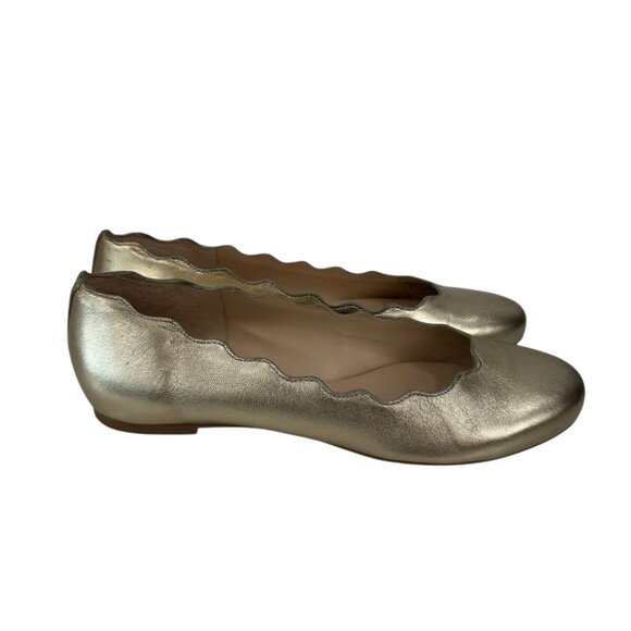 Copper Key Women Metallic Gold Ballet Flats SZ 9.5M Scalloped Edge Slip-On Shoes - Picture 8 of 13